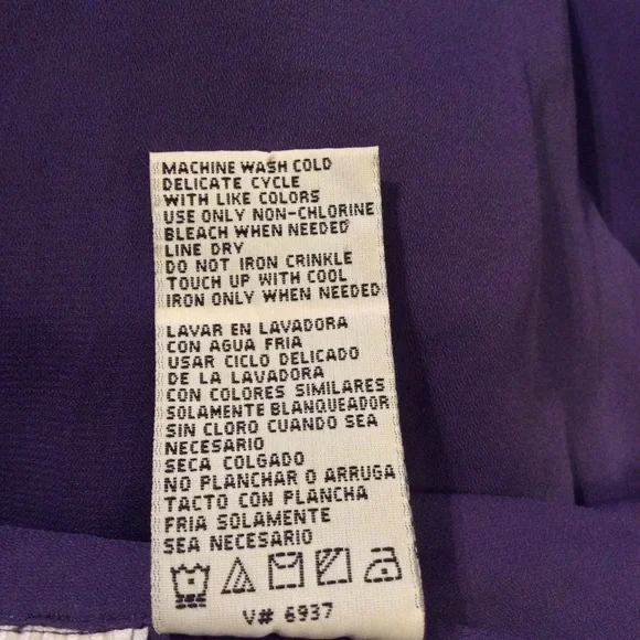 Vintage Purple Lace Ruffle Button Up Top with Bell Sleeves Size Small - Picture 6 of 7